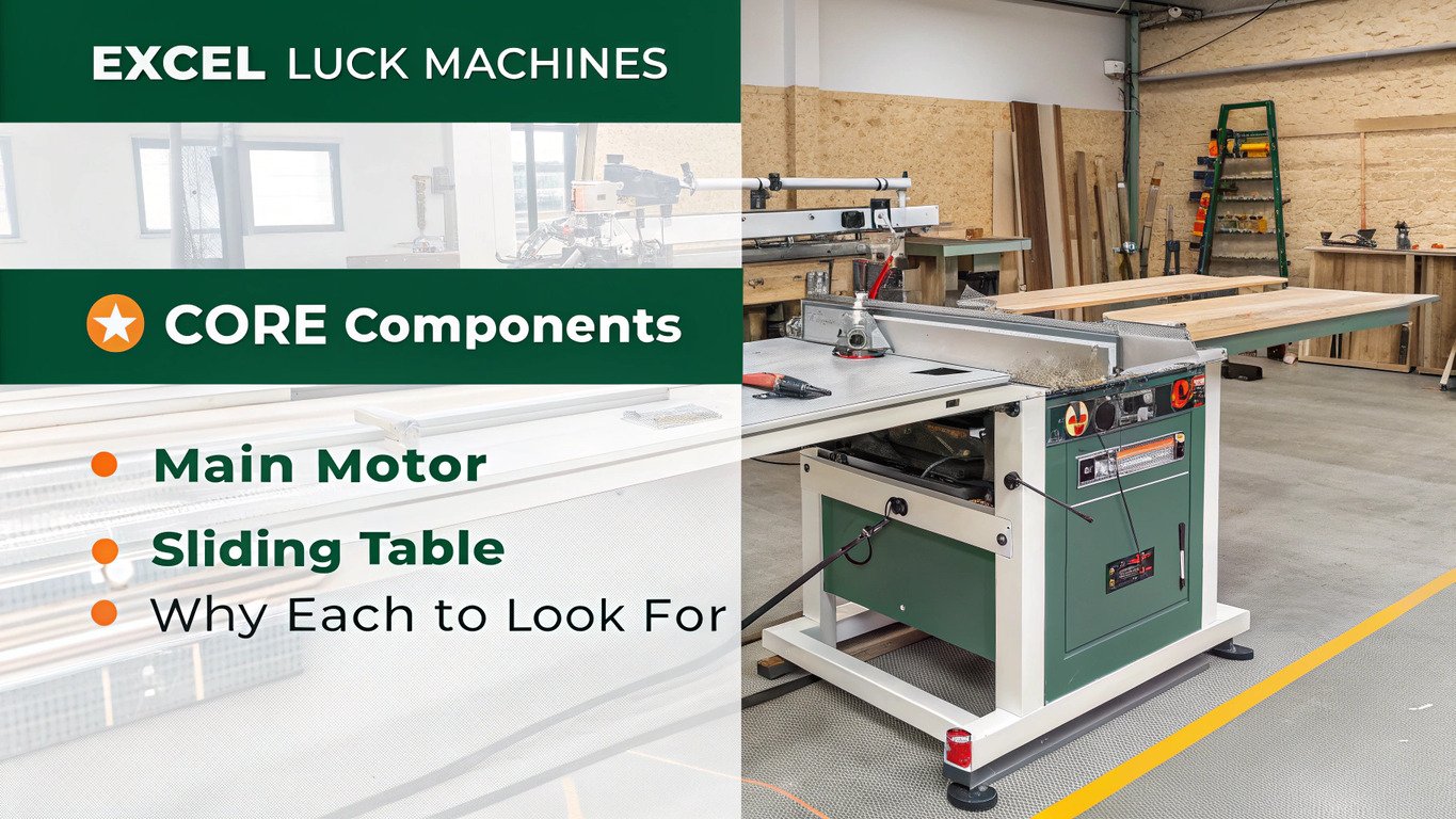 Close-up of a panel saw's scoring blade and main blade
